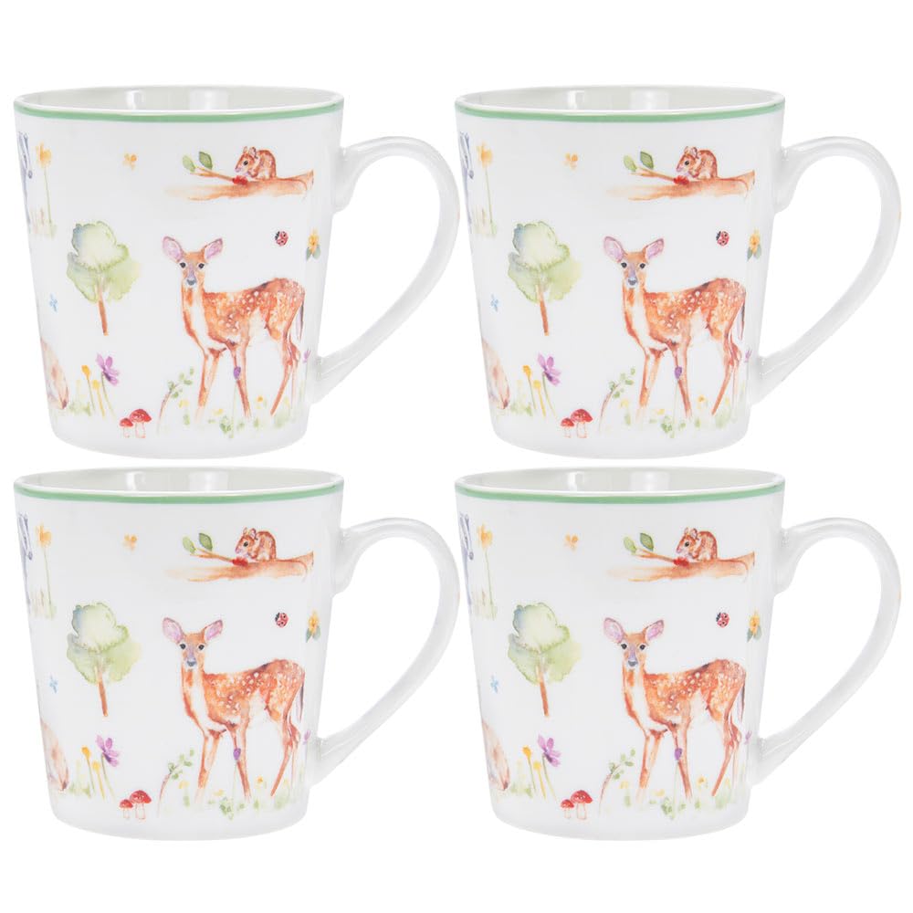 The Leonardo Collection LP94484 Woodland Wildlife Mugs (Set of 4), Fine China, Boxed