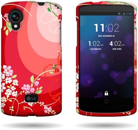 Google Nexus 5 Case, CoverON for LG Google Nexus 5 Hard (Red Flower Blossom) Design Case [Slender Fit Series] Slim Polycarbonate Back Phone Cover