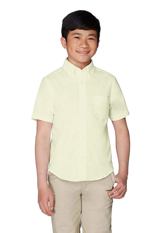 French Toast Boys' Short Sleeve Oxford Dress Shirt (Standard & Husky), Yellow, 6