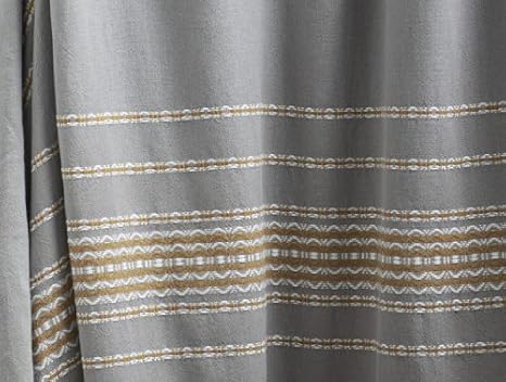 Coyuchi Organic Cotton Rippled Stripe Shower Curtain Deep Pewter
