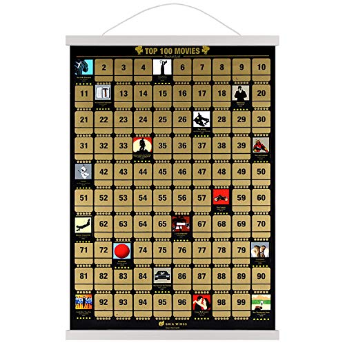 100 Movies Scratch Off Poster with Hanging Frame 17" (White) Iconic