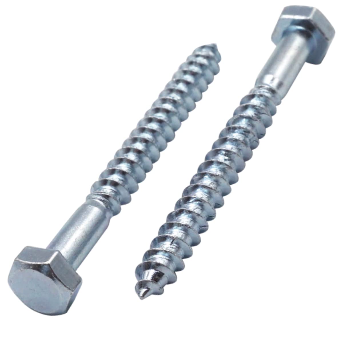 SKIR'CO (20 pcs) DIN 571 Zinc Plated Steel Hexagon Wood Screws M5 x 50 mm, Coach Screws, Hex Screw, Lag Bolts