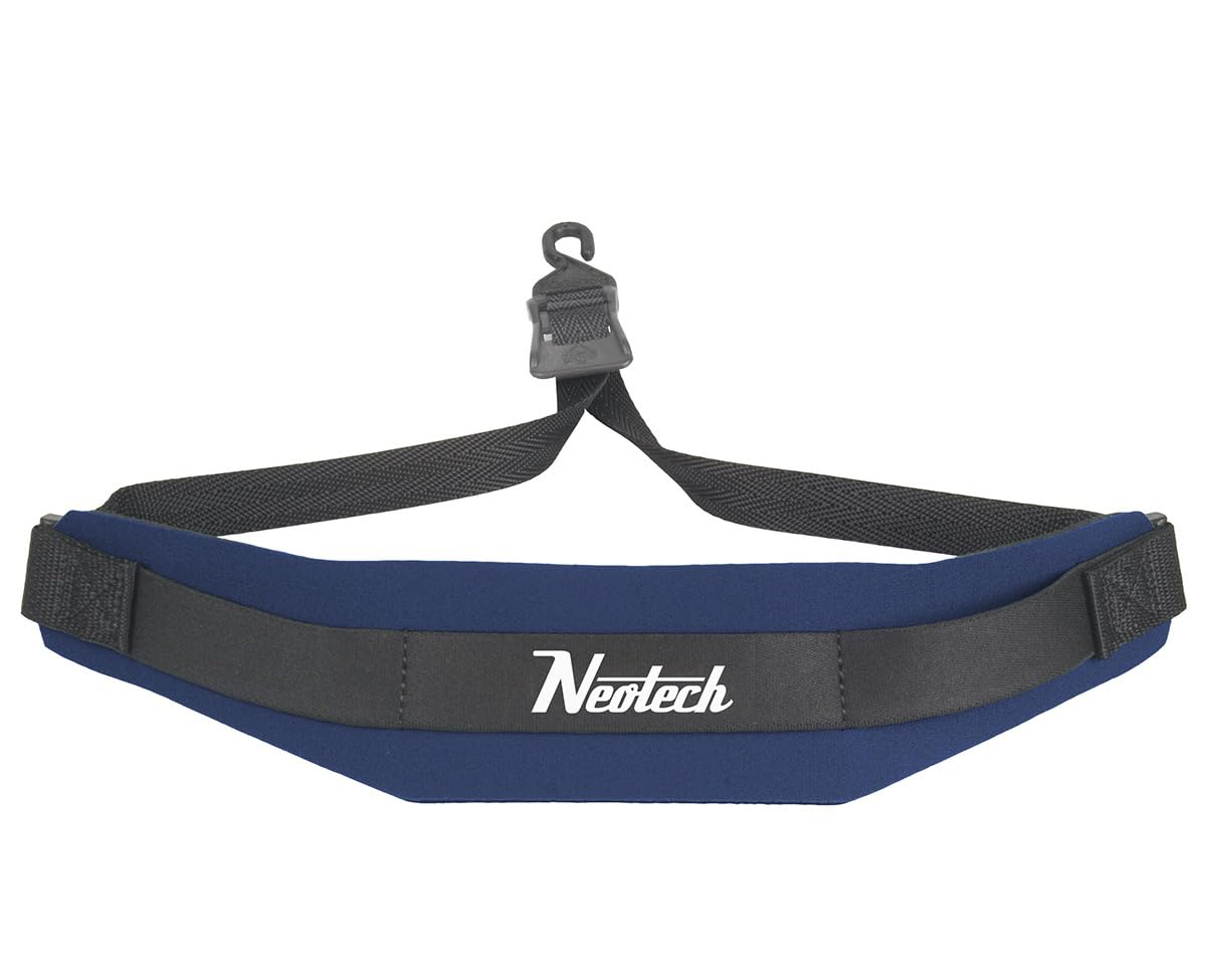 Neotech Saxophone Soft Neck Strap - Regular - Open Hook for Baritone & Alto Sax Neck Strap, Clarinets, English Horns - Comfortable Neoprene (Navy)