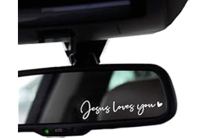 WCDHOR 2 x Jesus Love You Rearview Mirror Decal Water Bottle Stickers Affirmation Reminder Sticker Laptop Bumper Sticker Tumbler Vinyl Sticker Car Mirror Decal New Car Decor (Jesus Loves You, White)