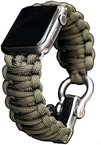 TitanFan Apple Watch Paracord Survival Bracelet Large 8.5 Inch, Nylon Rope Survival Bracelet Watch Band for Apple Watch Series 3/2/1 (Army Green, For 38mm)
