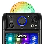 VONYX-SBS50B-PLUS-Karaoke-Machine-Speaker-System-Set-with-LED-Disco-Lights-Bluetooth-and-Handheld-Microphone-USB-MP3-Battery-or-Mains-Portable-Singing-Machine-Black