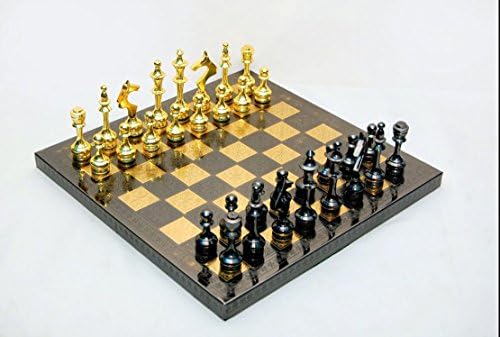 Collectible Full Brass Chess Game Board Set ( 14 inches) with 100% Brass Pieces/ Coins