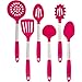 Culinary Couture 6-Piece Stainless Steel & Silicone Kitchen Utensils Set, Silicone Cooking Utensils, Heat Resistant Kitchen Cooking Utensils Set, Includes a Bonus Recipe E-Book, Magenta
