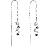 Threader Earrings Star Moon Chain Earrings Long Tassel Dangle Earrings Glitter Crystal Earrings for Women Wedding Party Jewelry Accessory for Girls Halloween Thanksgiving Birthday Gifts