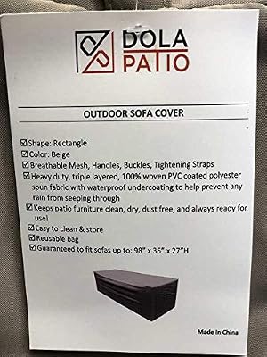Dola Patio Furniture Covers Large Outdoor Sofa Sectional Furniture Cover Waterproof Beige Super Heavy Polyester Fabric Breathable 98 X 35 X 27 Buy Online At Best Price In Uae Amazon Ae