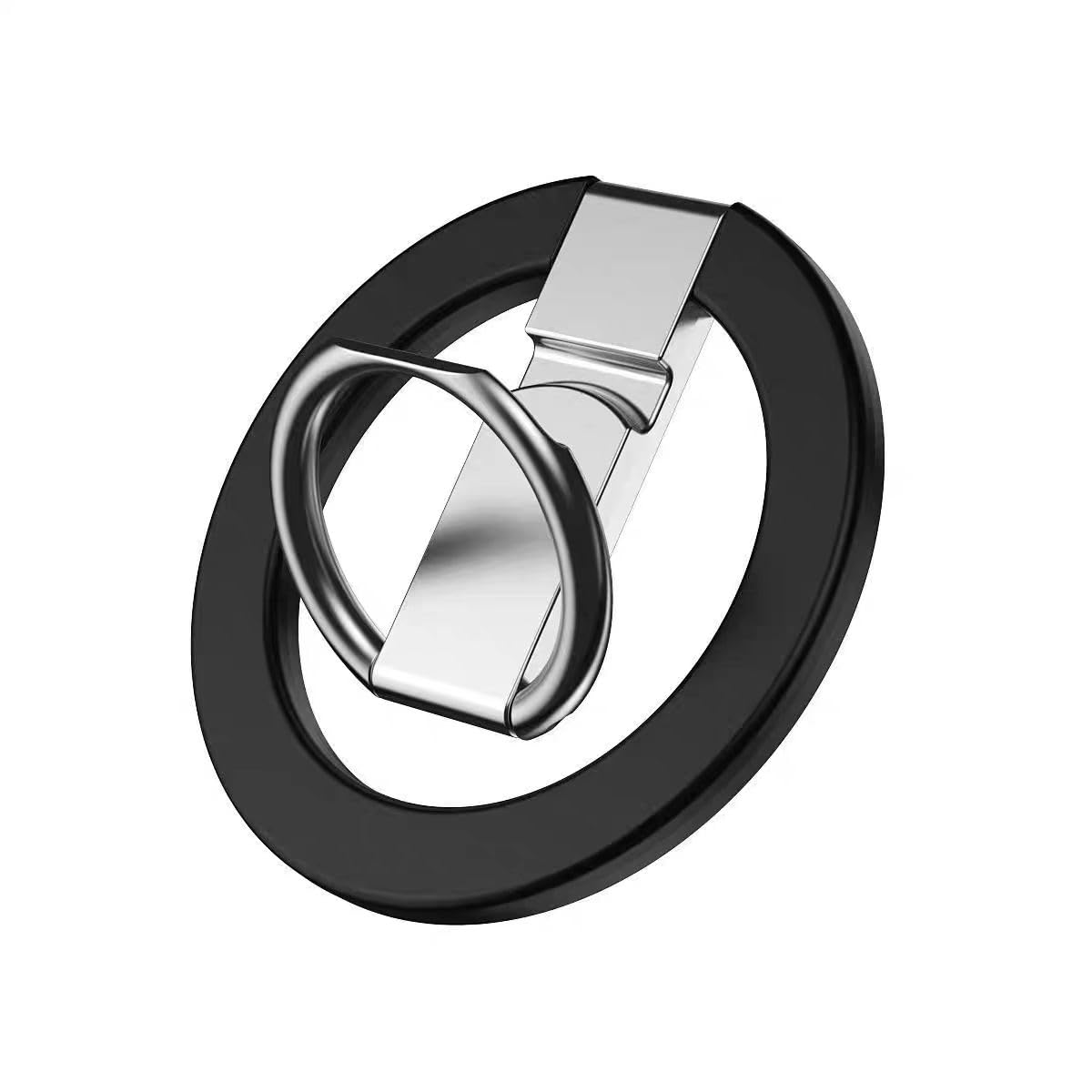 Kahper Magnetic Phone Ring Holder Compatible with MagSafe,Magnetic Phone Grip Stand, 360° Rotation, Cell Phone Finger Grip with Two-Stage,For iPhone 15/14/13/12 Series/All Android Models (Black)