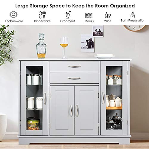Giantex Sideboard Buffet Server Storage W/ 2 Drawers, 3