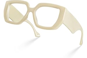 Laemzinv Oversized Square Blue Light Glasses for Women, Large Thick Frame Big Reading Eyewear for Computer and Gaming LA022