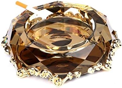 FACAIG Transparent crystal creative personality of the gold ashtray glass ashtray stylish trend multifunctional office aristocratic lounge elegantly style (20205 cm).