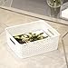 BINO T-Weave Woven Plastic Storage Basket, Medium (White)