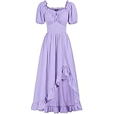 Scarlet Darkness Renaissance Dress Women Cottagecore Corset Dress Ruffle Maxi Dress with Pockets