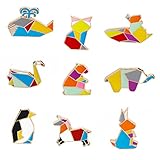 Winzik Novelty Cartoon Lapel Brooch Pins Set 9pcs Cute Animals Pattern Enamel-liked Badges for Women Girls Child Clothes Backpacks Decor