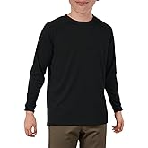Haloumoning Boys Long Sleeve Athletic T-Shirts Kids Quick Dry Youth Performance Active Basic Tees 5-14 Years
