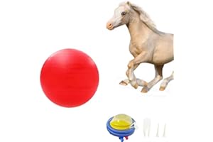 PLEURO Horse Ball Training Toy, Large Ball Horse Toys,Anti-Burst Horse Exercise Ball Toy with Inflator Pump for Horse Lamb Goat Enterainment Toy Ball (17", Red)
