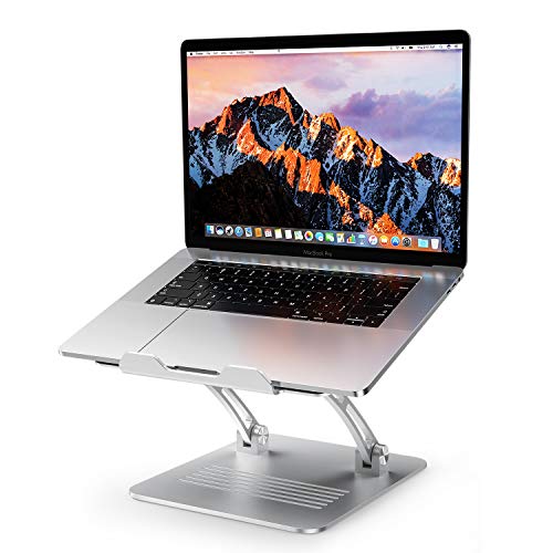 Laptop Stand, OMOTON Height Adjustable Aluminum Laptop Holder with Fooling Function and Laptop Stand Clamp for USB-C Hub, Compatible with All Computers and Laptops of 10-17.3