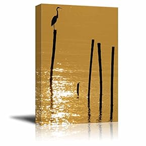 Canvas Prints Wall Art - Bird on The Pole | Modern Wall Decor/Home Decoration Stretched Gallery Canvas Wrap Giclee Print. Ready to Hang - 12" x 18"