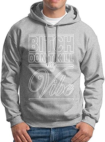 FDLB Mens Bitch Don't Kill My Vibe Jogging Particular Hoodie Sweatshirt XL Ash