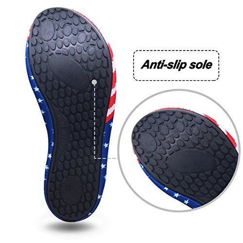 Cevinee trade; Durable Barefoot Slip-on Water Skin shoes, Anti-slip Aqua Socks, Breathable Beach Swim Surf Yoga Outdoor Soft Aquatic Shoes - US Flag XXXL