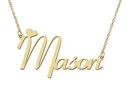 Aoloshow 18k Gold Plated Mason Heart Name Necklace