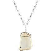 NJCRAFT Raw Gemstone Pendant Necklace for Women |Natural Healing Crystal Rough Pendant 15–25 Carat | 8–14 mm Stone |Silver Plated Chain 16+2 Inch Adjustable | Gift Jewelry