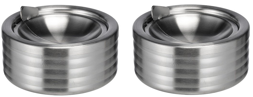 Bambelaa! Wind ashtray, storm ashtray, folding ashtray made of stainless steel in elegant look, Stainless Steel, Silver, Pack of 2