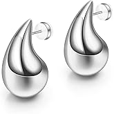Ava Riley Chunky Gold Earrings, Small Gold Teardrop Earrings for Women, Chunky Silver Ear Studs Tear Drop S925 Sterling Silver Jewelry