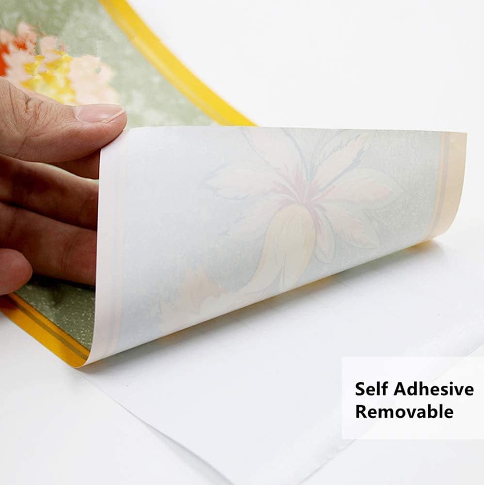 Mesoar Self Adhesive Orange Floral Rattan Wallpaper Border Peel Stick Decorative Ceiling Sticker Molding Border 10cm by 32.8ft - Image 5
