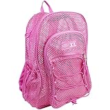 Eastsport XL Semi-Transparent Mesh Backpack with Comfort Padded Straps and Bungee, Pink