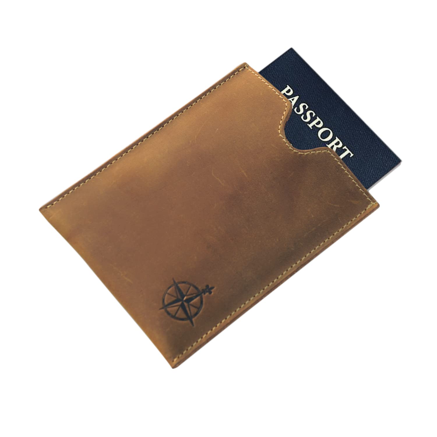 WANDERINGS Leather Passport Holder - Ideal for Travel - Handmade Genuine Leather Wallet with Passport Pocket and Card Slots - RFID Blocking for Security Against Data Theft