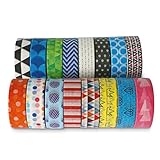Premium Washi Masking Tape Collection (SET OF 16) by Kimono Tape - Vibrant Decorative Japanese Paper Tapes - Special Edition I