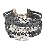 Ac Union Twinkle Handmade Puzzle Piece Jigsaw Puzzle Infinity Leather Bracelet for Women Girl (All Gary)