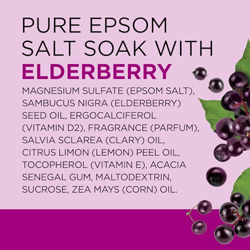 DR TEAL’S SALT SOAK WITH PURE EPSOM SALT, ELDERBERRY, 3 LBS