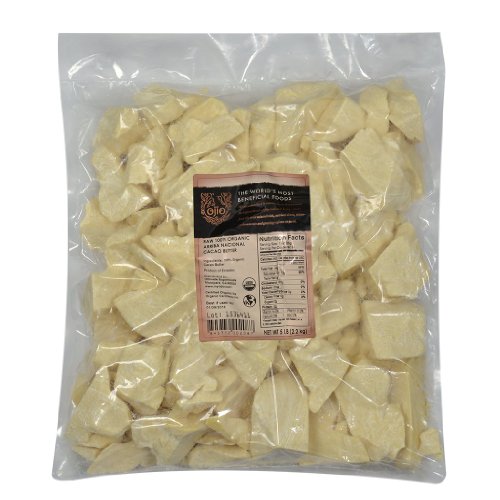 Ojio: 100% Organic Raw Arriba Cacao Butter 5 Lb (4 Pack)