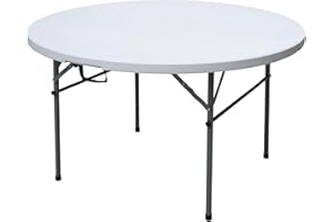 Plastic Development Group 4 Foot Round Folding Multipurpose Banquet Table with Secure Base for Indoor and Outdoor Events, White