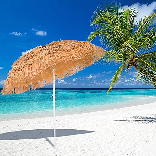 Outskirts Thatch Patio Tiki-Regenschirm, Sonnenschirm-Strohschirm im hawaiianischen Stil in natürlicher Farbe - kippbar…