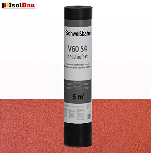 Isolbau Schweißbahn V60 S4 beschiefert - Bitumenbahn mit Glasvlies-Einlage zur Dachabdichtung - Rot, 10 x 5 m² Rolle – Bild 6
