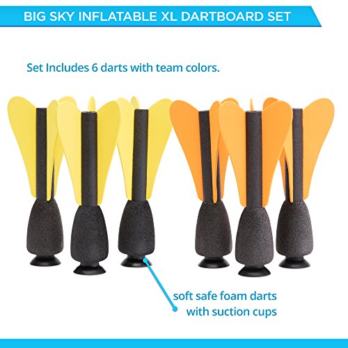 Big Sky Giant Inflatable Dartboard Set - Outdoor Lawn Dart Game for Adults & Kids - Soft Tip Darts with Floating Bullseye - Fun Games for Pool Party, BBQs, Backyard, Drinking, Tailgating