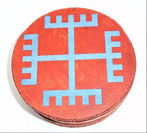 Concrete Coasters (Set of 4) Blue Hands of God Slavic Symbol Laser Etched Handcrafted