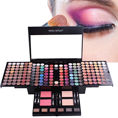 RoseFlower Pro 180 Colors Eyeshadow Makeup Palette Cosemetic Contouring Kit Combination with 2 Face Powder, 2 Blusher and 6 Repair powder