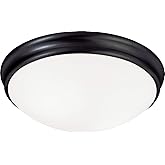 Capital Lighting 2032MB Hansen White Glass Flush Ceiling Light Fixture, 2-Light 120 Total Watts, 4" H x 13" W, Matte Black