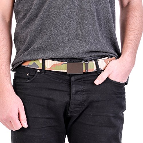 Mission Belt Men's Ratchet Belt - Commando - Gunmetal Buckle / Camo Nylon Strap, Large (36 - 38)
