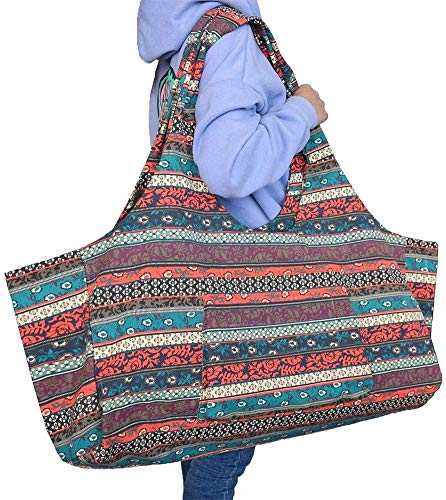 Fnoko Bohemian Yoga-Mat-Tote Storage Bag Pilates Clothing and Gym Accessories Carrier Large Capacity