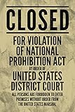 NPA National Prohibition Act Closed for Violation Volstead Act 18th Amendment Vintage Style Sign Cool Wall Decor Art Print Poster 12x18