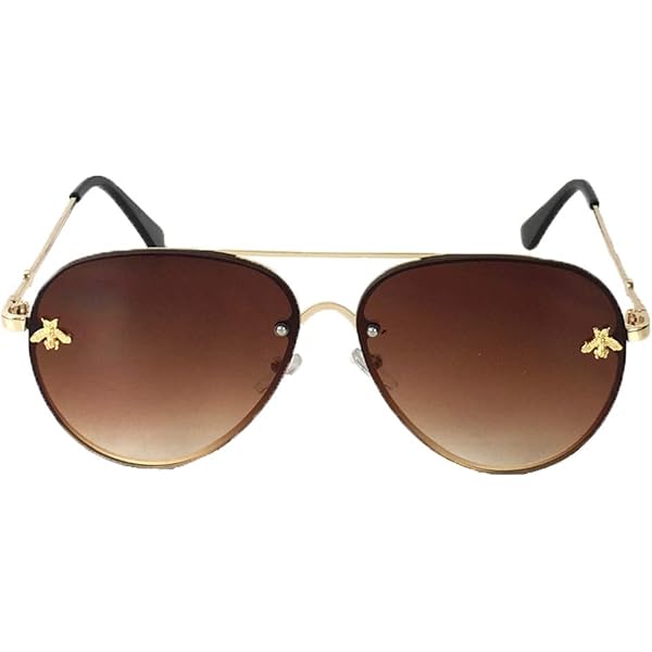 Neiman Marcus Women\'s Buzzed Bee Charm 60mm Aviator Sunglasses Amazon.com: Blue Island Fashion Culture Women main image 3