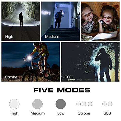 EverBrite LED Tactical Flashlight, Rechargeable Flashlight with Lanyard and Clip, 750 Lumens, IP44 Waterproof, 5 modes, Lightweight but Powerful Battery Life, for Camping Hiking, Emergency & EDC